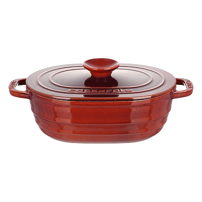 Кастрюля овальная с крышкой Lava Majolica Orange 6,25 л, 33 см 78145 купить