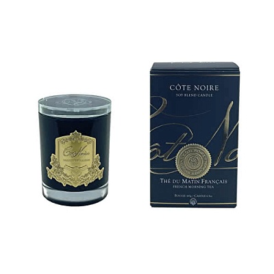 Свеча COTE NOIRE THE DU MATIN   185 гр,  черный  стаканчик, золотой декор, ВхШхД  13,5х8х8 см, 74756 купить