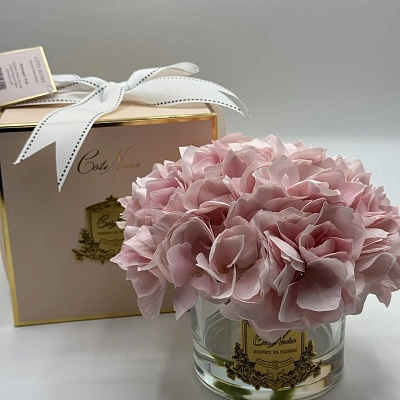 Парфюмированные гортензии- Розовая коробка 84662 купить