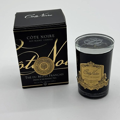 Свеча COTE NOIRE THE DU MATIN   75 гр, черный стаканчик, золотой декор, ВхШхД  11х7,5х7,5см сое74758 купить